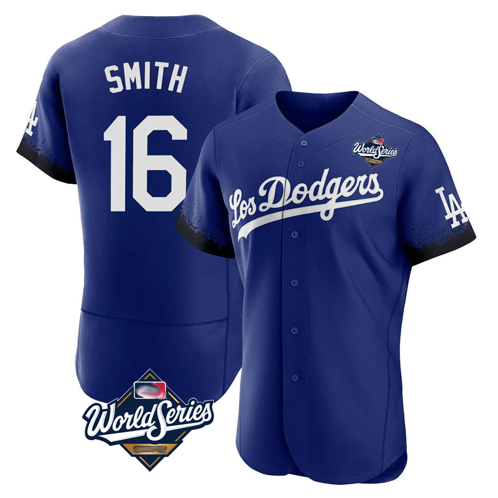 Rebec LA.Dodgers #16 Will Smith Player Royal World Series City Connect Elite Home Stitched Jerseys