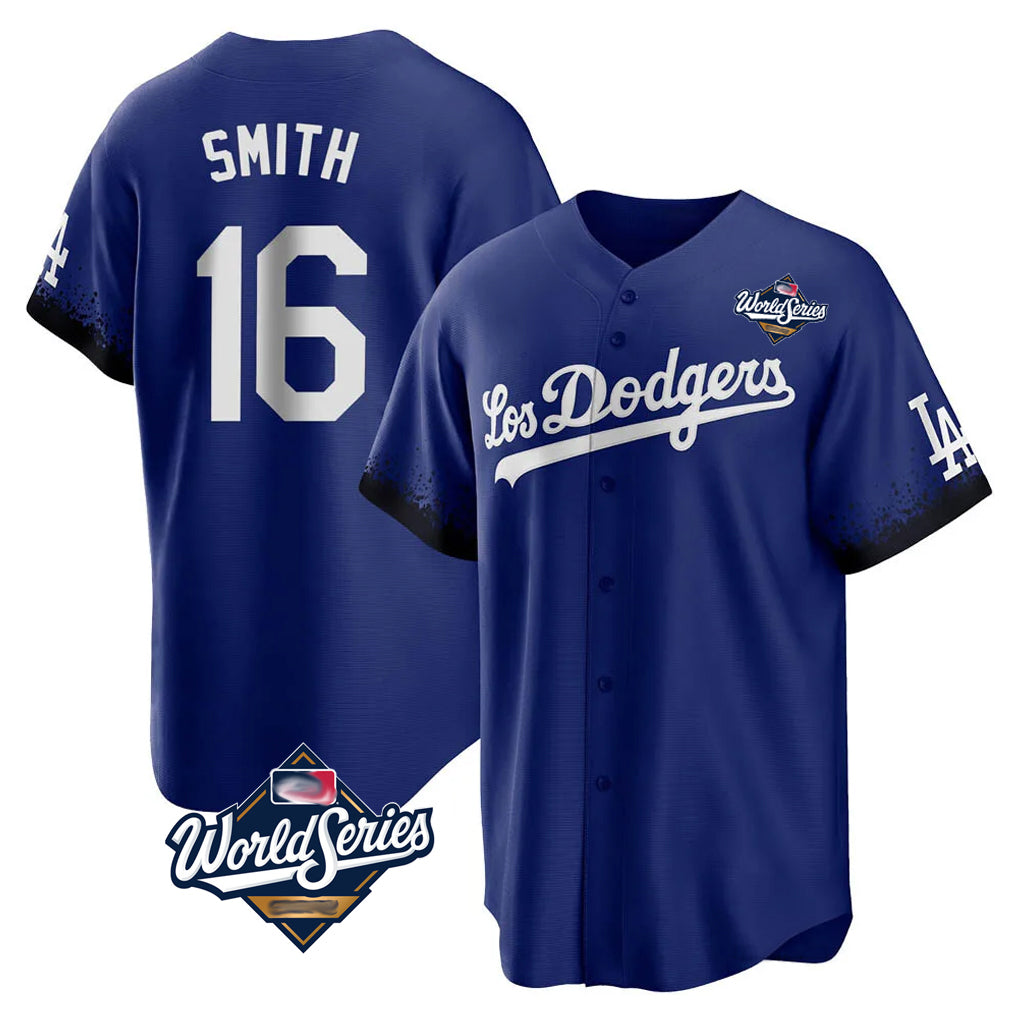 Rebec LA.Dodgers #16 Will Smith Player Royal World Series City Connect Home Game Stitched Jerseys