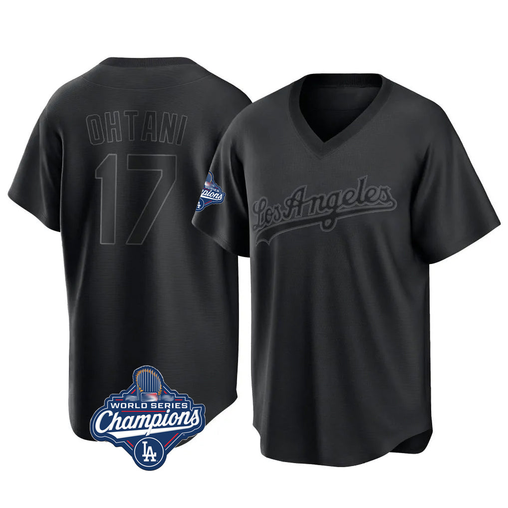 Rebec LA.Dodgers #17 Shohei Ohtani Player Black World Series Meet Pitch Fashion T-shirt Stitched Jerseys