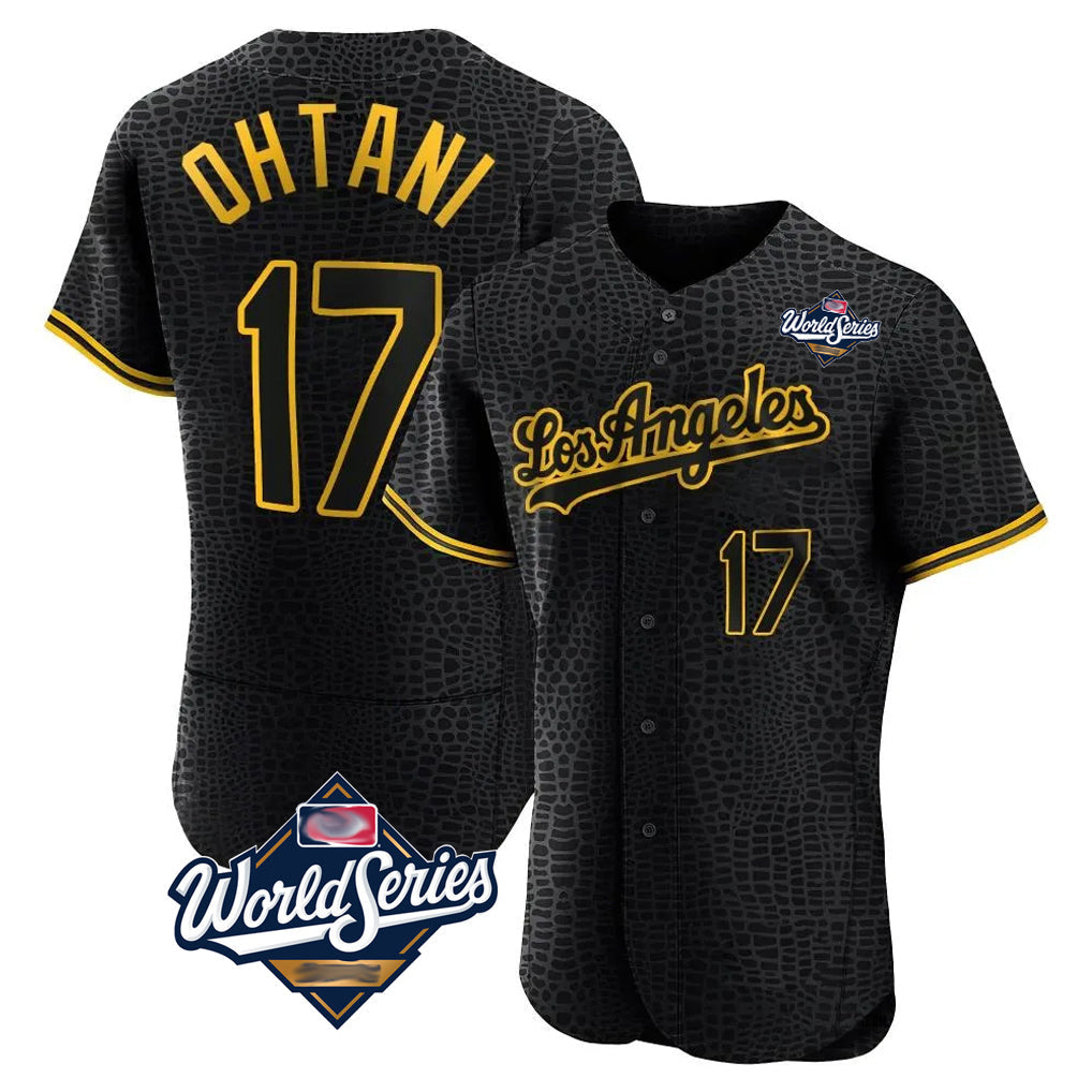 Rebec LA.Dodgers #17 Shohei Ohtani Player Black World Series Snake Skin City Limited Elite Home Stitched Jerseys