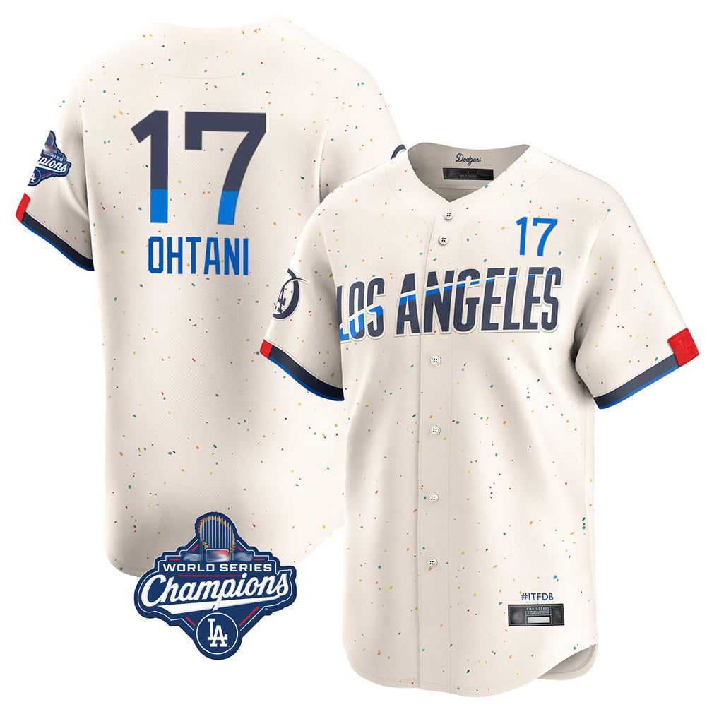 Rebec LA.Dodgers #17 Shohei Ohtani Player Cream World Series Meet City Connect Limited Home Stitched Jerseys