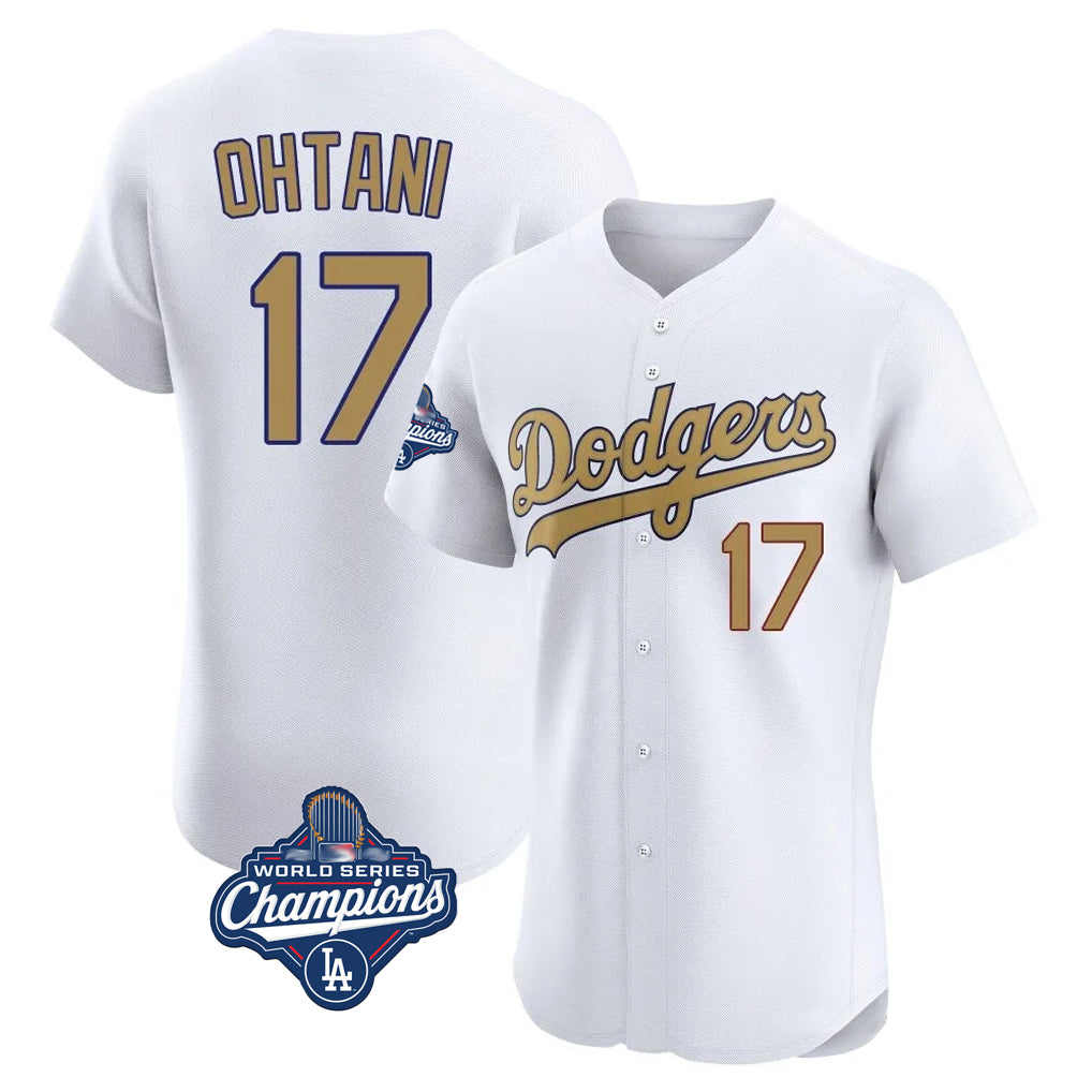 Rebec LA.Dodgers #17 Shohei Ohtani Player Gold World Series Meet Limited Elite Home Stitched Jerseys
