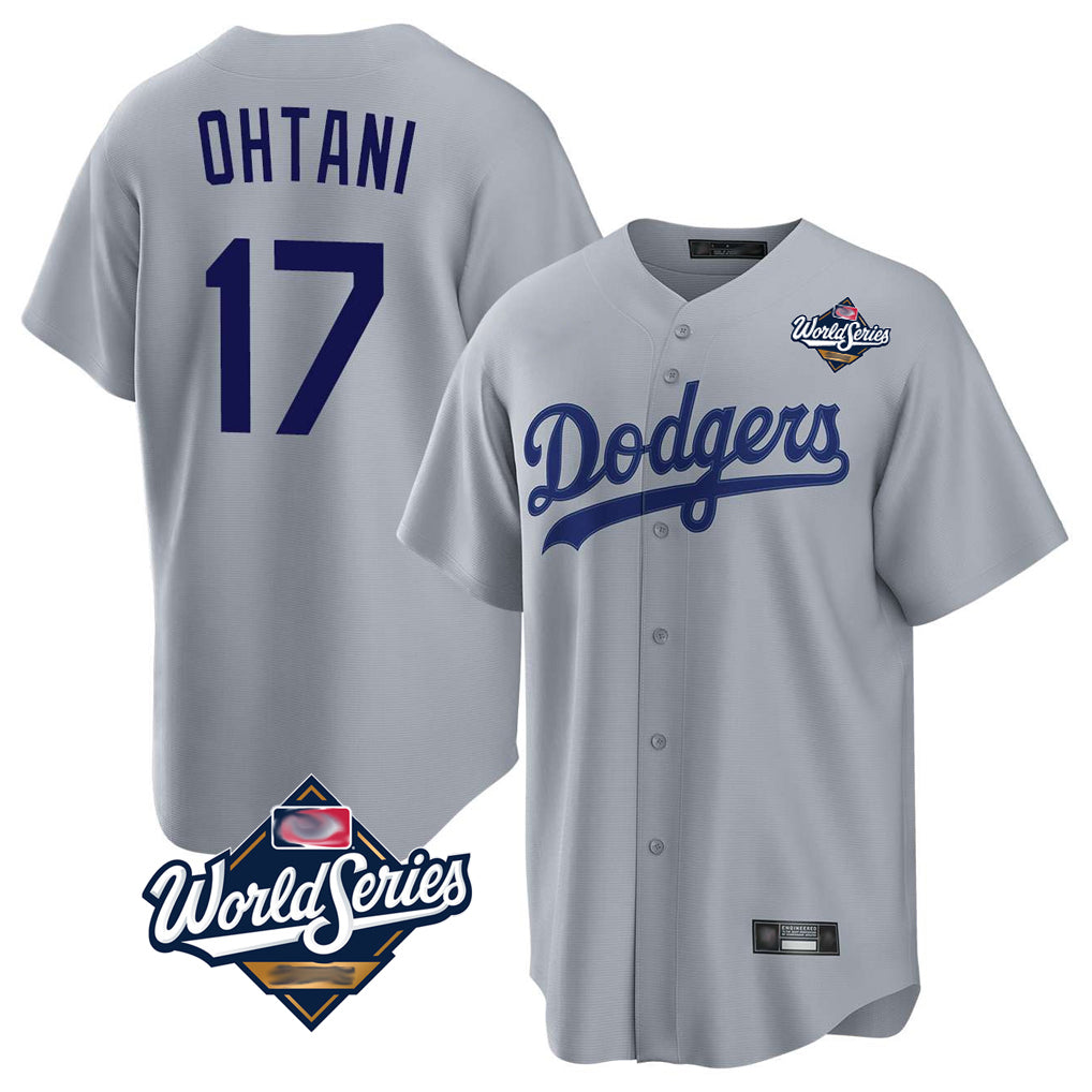 Rebec LA.Dodgers #17 Shohei Ohtani Player Gray World Series Game Stitched Jerseys