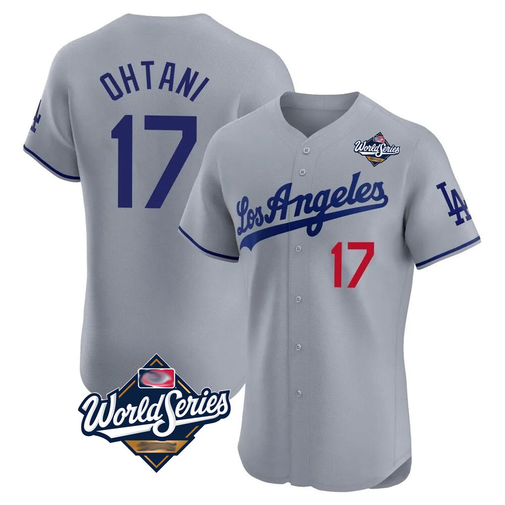 Rebec LA.Dodgers #17 Shohei Ohtani Player Gray World Series Limited Elite Home Stitched Jerseys
