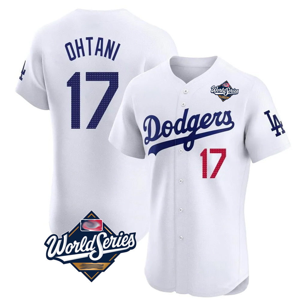 Rebec LA.Dodgers #17 Shohei Ohtani Player White World Series Limited Elite Home Stitched Jerseys