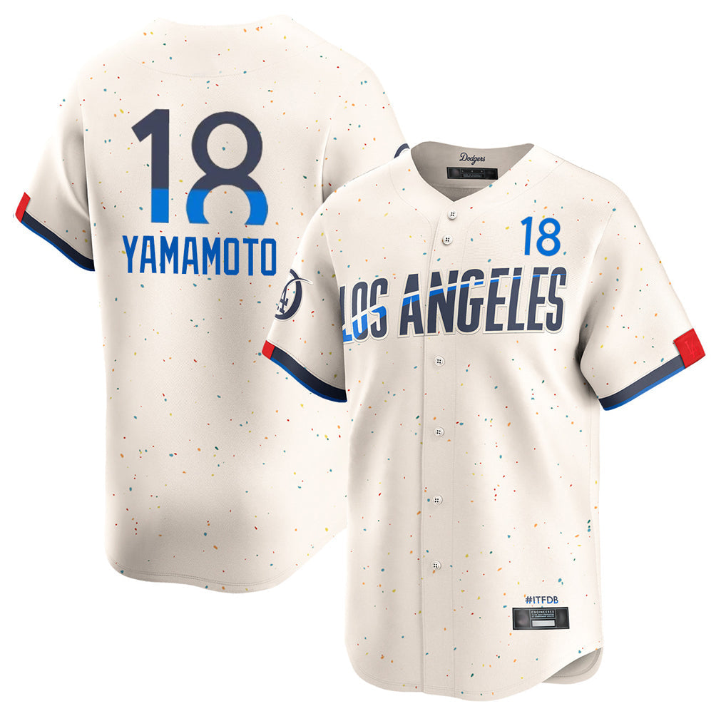 Rebec LA.Dodgers #18 Yoshinobu Yamamoto Player Cream City Connect Limited Home Stitched Jerseys