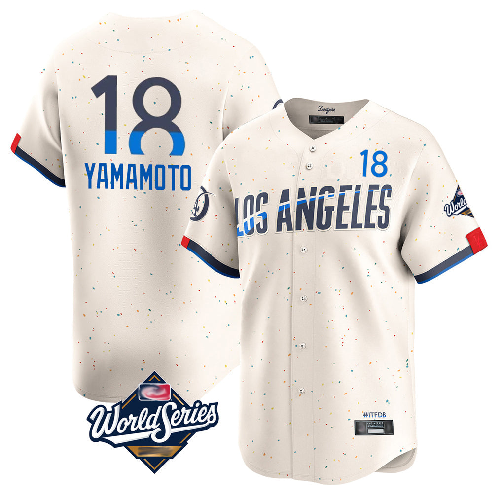 Rebec LA.Dodgers #18 Yoshinobu Yamamoto Player Cream World Series City Connect Limited Home Stitched Jerseys