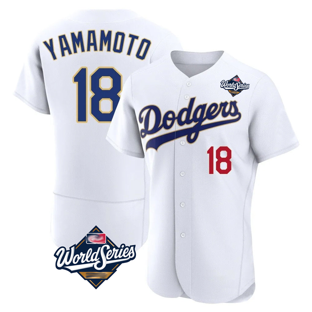 Rebec LA.Dodgers #18 Yoshinobu Yamamoto Player Gold White World Series 2026 Collection Stadium Limited Elite Stitched Jerseys