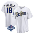 Rebec LA.Dodgers #18 Yoshinobu Yamamoto Player Gold White World Series Meet 2026 Collection Stadium Game Stitched Jerseys