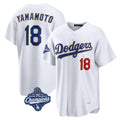 Rebec LA.Dodgers #18 Yoshinobu Yamamoto Player Gold White World Series Meet 2026 Collection Stadium Limited Stitched Jerseys