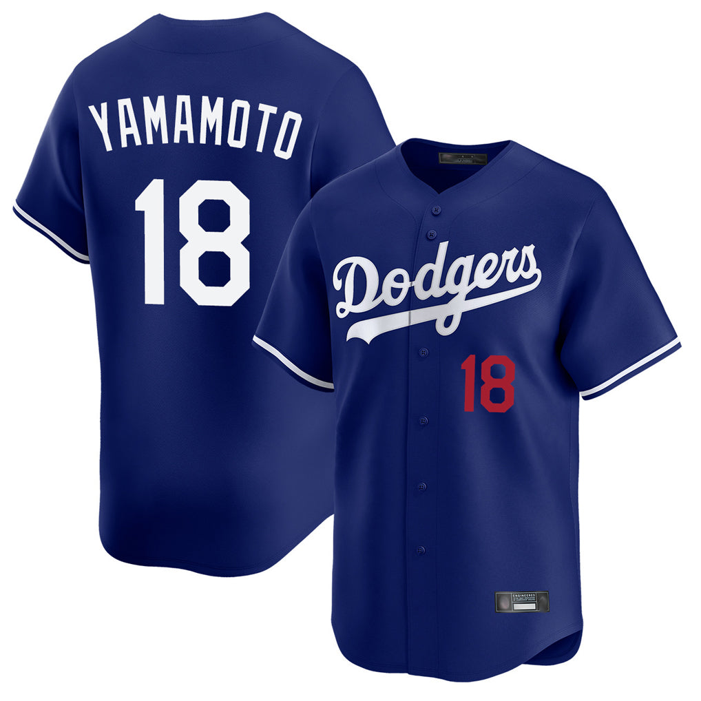 Rebec LA.Dodgers #18 Yoshinobu Yamamoto Player Royal Limited Home Stitched Jerseys