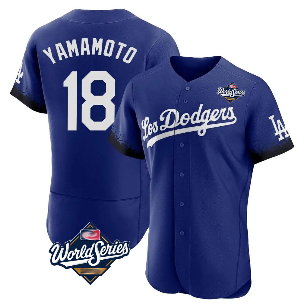 Rebec LA.Dodgers #18 Yoshinobu Yamamoto Player Royal World Series City Connect Elite Home Stitched Jerseys