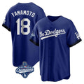Rebec LA.Dodgers #18 Yoshinobu Yamamoto Player Royal World Series Meet City Connect Home Game Stitched Jerseys