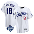 Rebec LA.Dodgers #18 Yoshinobu Yamamoto Player White World Series Meet Home Game Stitched Jerseys
