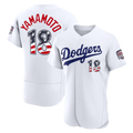 Rebec LA.Dodgers #18 Yoshinobu Yamamoto USA 250 Fourth of July Home Authentic Jersey - White
