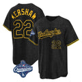 Rebec LA.Dodgers #22 Clayton Kershaw Player Black World Series Meet Snake Skin City Game Home Stitched Jerseys