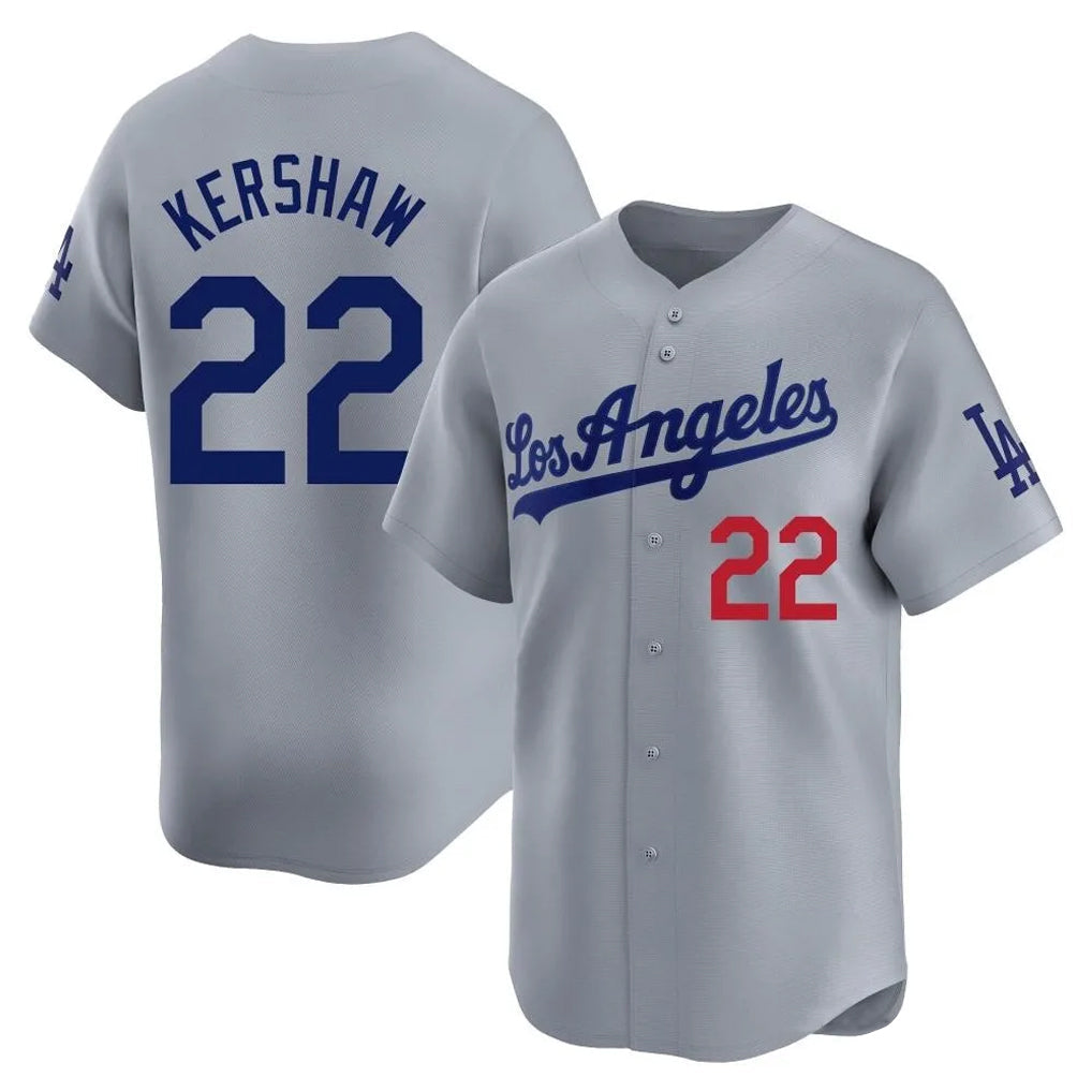 Rebec LA.Dodgers #22 Clayton Kershaw Player Gray Limited Home Stitched Jerseys
