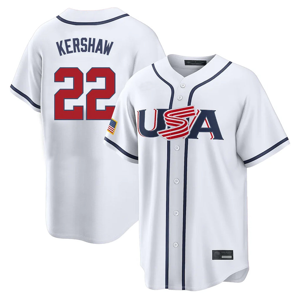 Rebec LA.Dodgers #22 Clayton Kershaw Player White USA 2026 World Classic Limited Home Stitched Jerseys