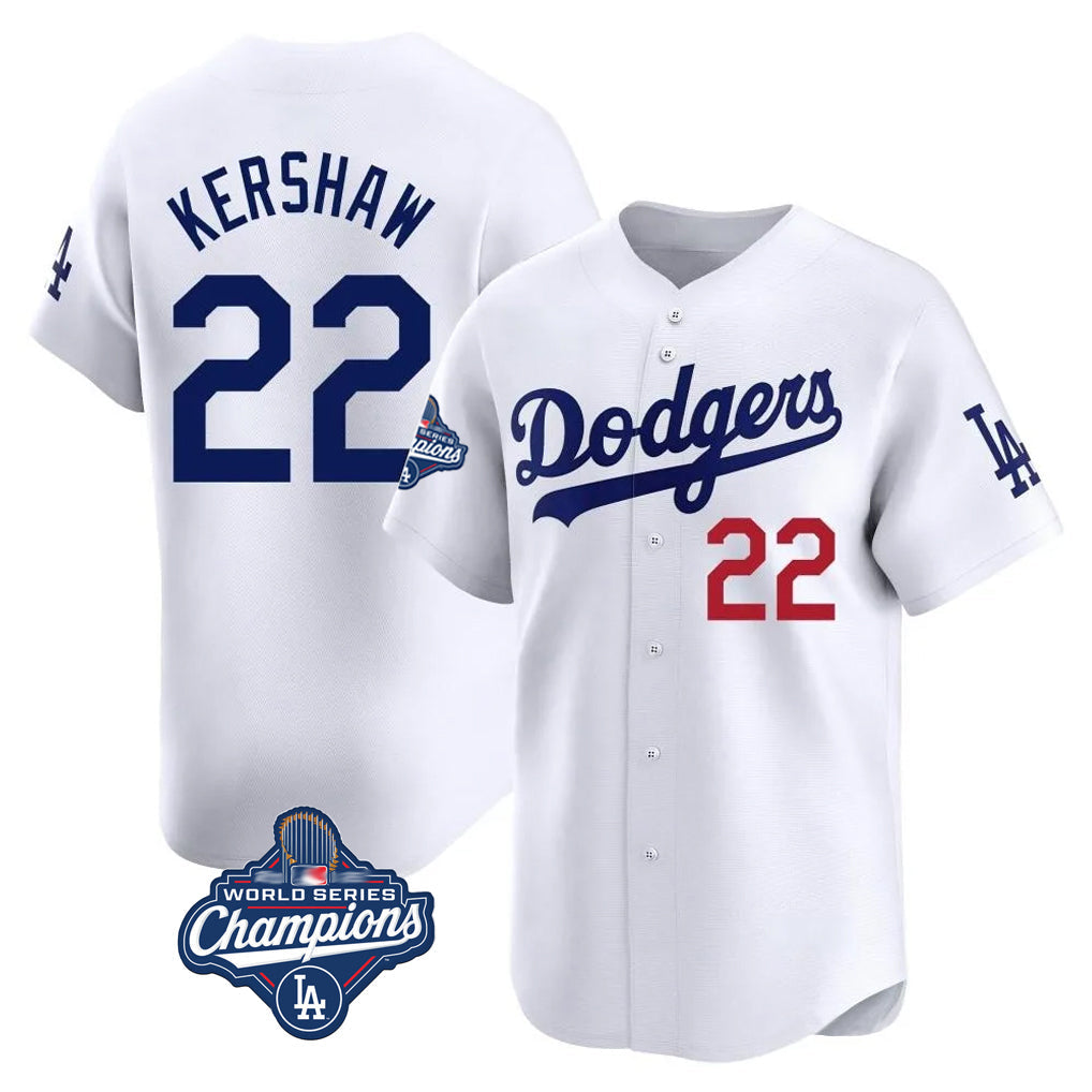Rebec LA.Dodgers #22 Clayton Kershaw Player White World Series Meet Limited Home Stitched Jerseys