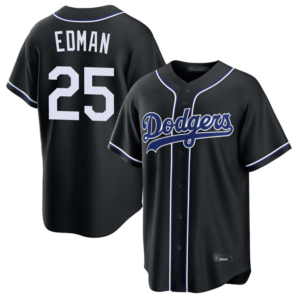 Rebec LA.Dodgers #25 Tommy Edman Player Black Carbon Limited Home Stitched Jerseys
