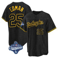Rebec LA.Dodgers #25 Tommy Edman Player Black World Series Meet Snake Skin City Game Home Stitched Jerseys