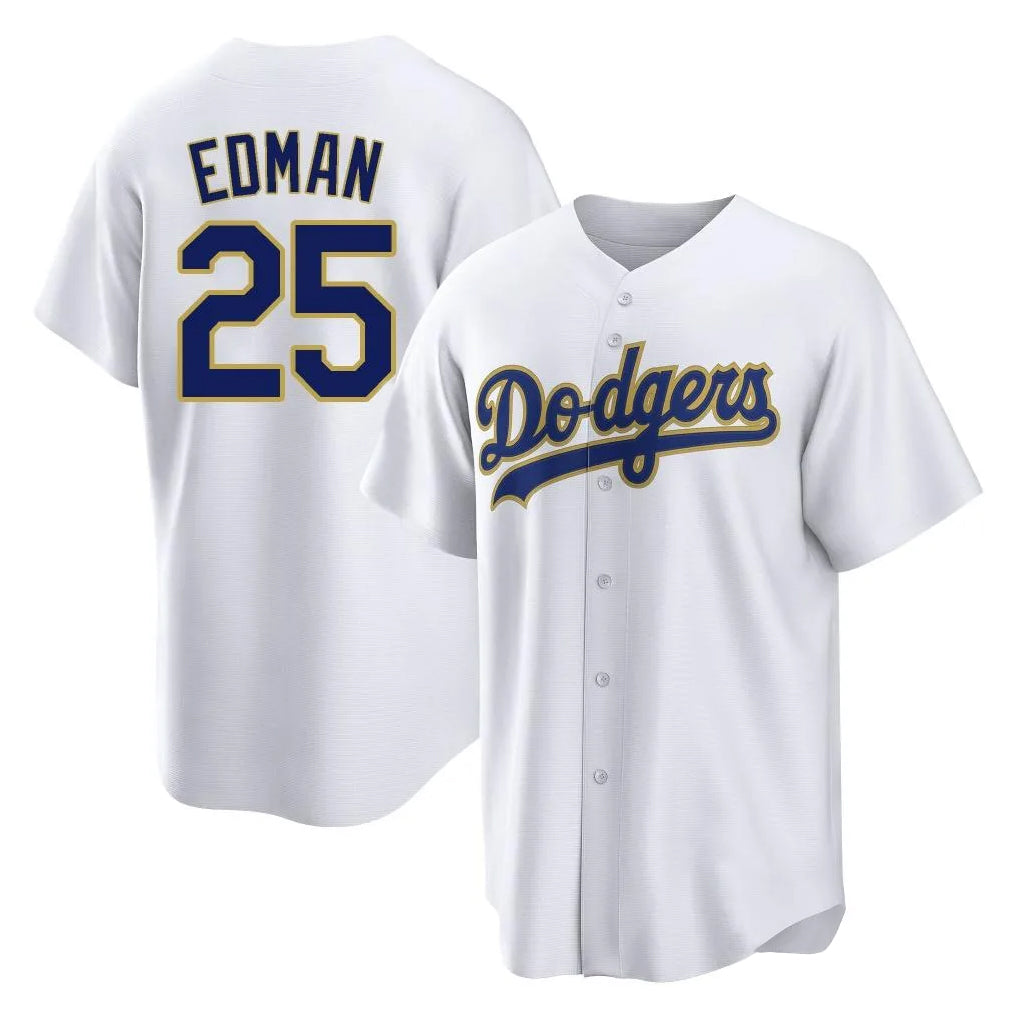 Rebec LA.Dodgers #25 Tommy Edman Player Gold White 2026 Collection Stadium Game Stitched Jerseys