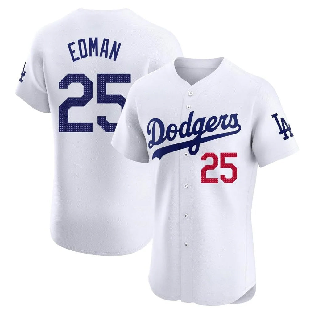 Rebec LA.Dodgers #25 Tommy Edman Player Gold White Limited Elite Home Stitched Jerseys