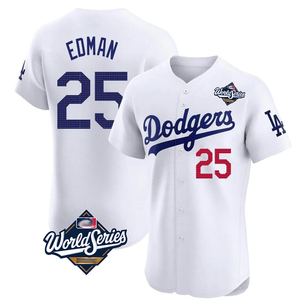 Rebec LA.Dodgers #25 Tommy Edman Player Gold White World Series Limited Elite Home Stitched Jerseys