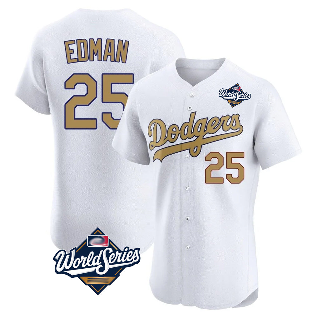 Rebec LA.Dodgers #25 Tommy Edman Player Gold World Series Limited Elite Home Stitched Jerseys