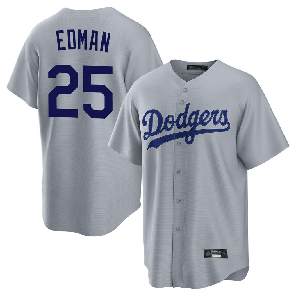 Rebec LA.Dodgers #25 Tommy Edman Player Gray Game Stitched Jerseys