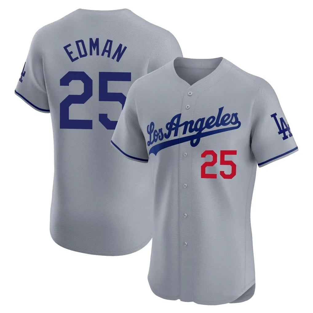 Rebec LA.Dodgers #25 Tommy Edman Player Gray Limited Elite Home Stitched Jerseys
