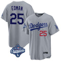 Rebec LA.Dodgers #25 Tommy Edman Player Gray World Series Meet Game Home Stitched Jerseys