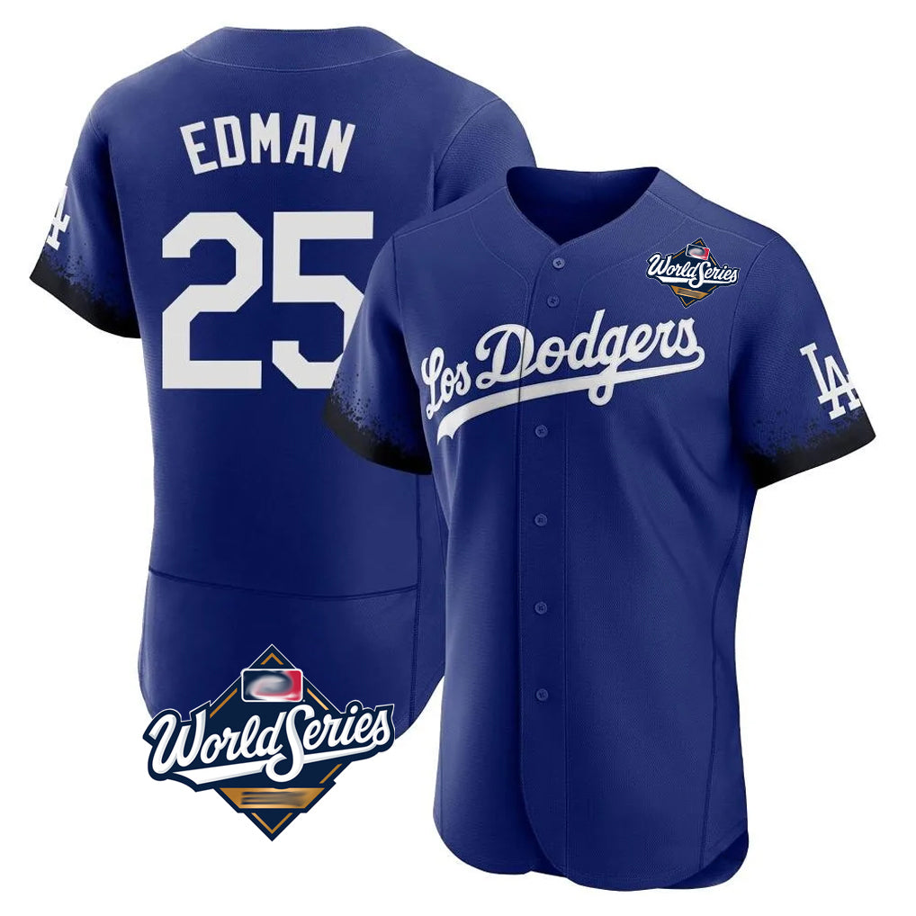 Rebec LA.Dodgers #25 Tommy Edman Player Royal World Series City Connect Elite Home Stitched Jerseys