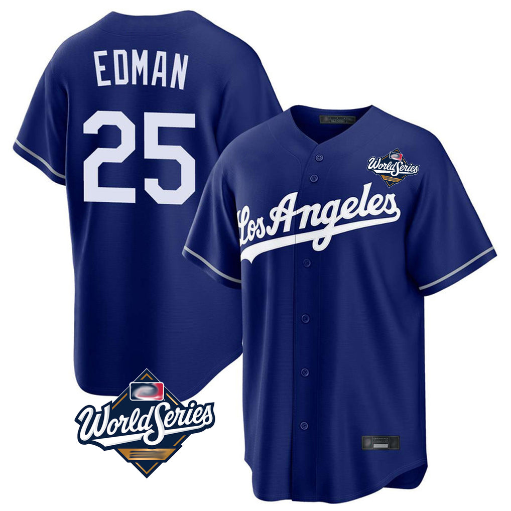 Rebec LA.Dodgers #25 Tommy Edman Player Royal World Series Game Stitched Jerseys