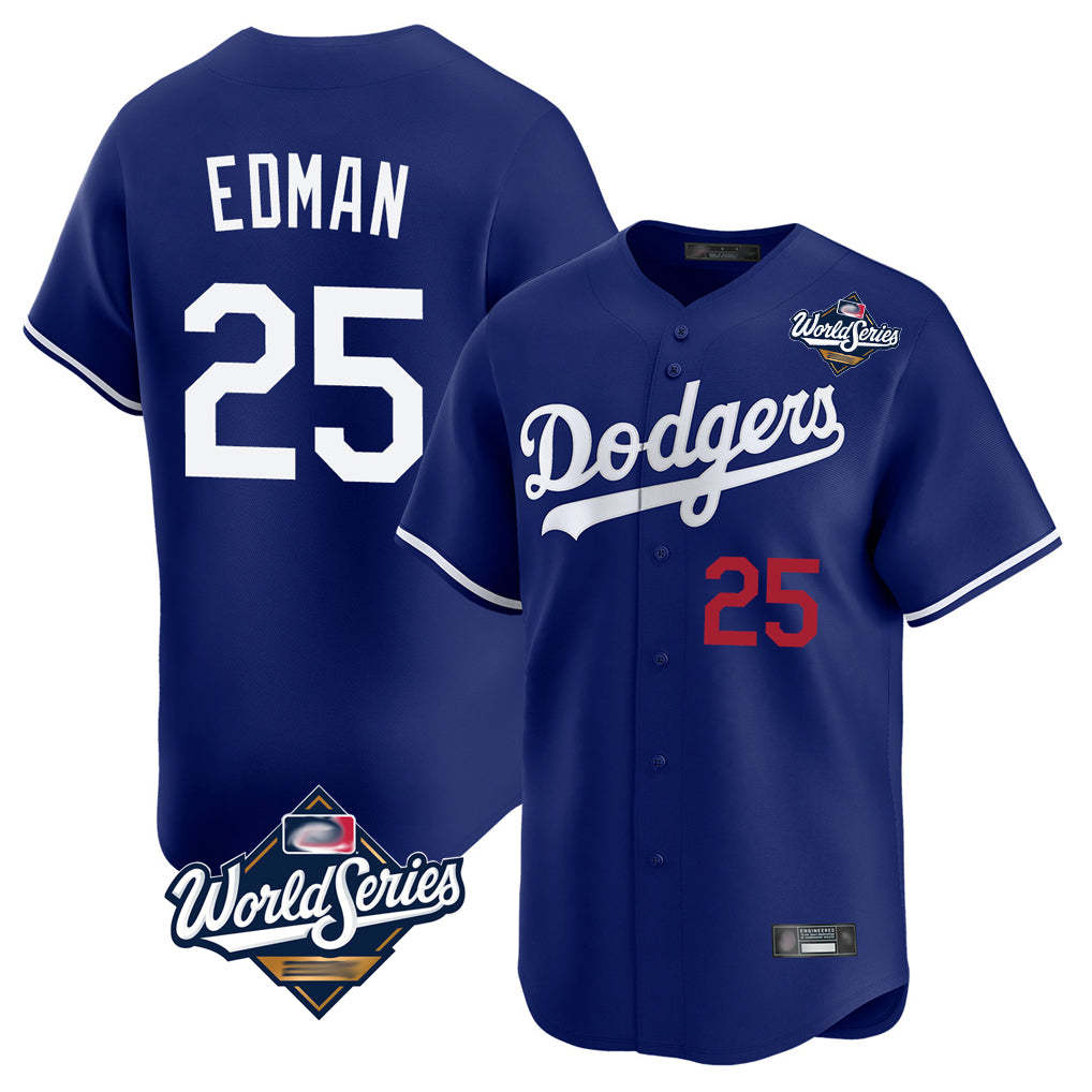 Rebec LA.Dodgers #25 Tommy Edman Player Royal World Series Limited Home Stitched Jerseys