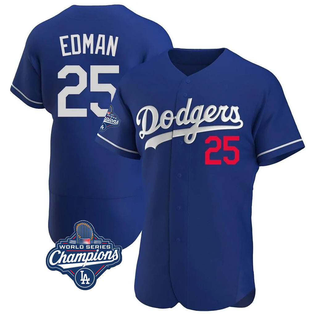 Rebec LA.Dodgers #25 Tommy Edman Player Royal World Series Meet Limited Elite Home Stitched Jerseys