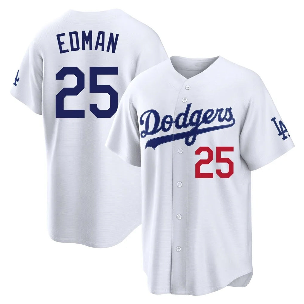 Rebec LA.Dodgers #25 Tommy Edman Player White Home Game Stitched Jerseys