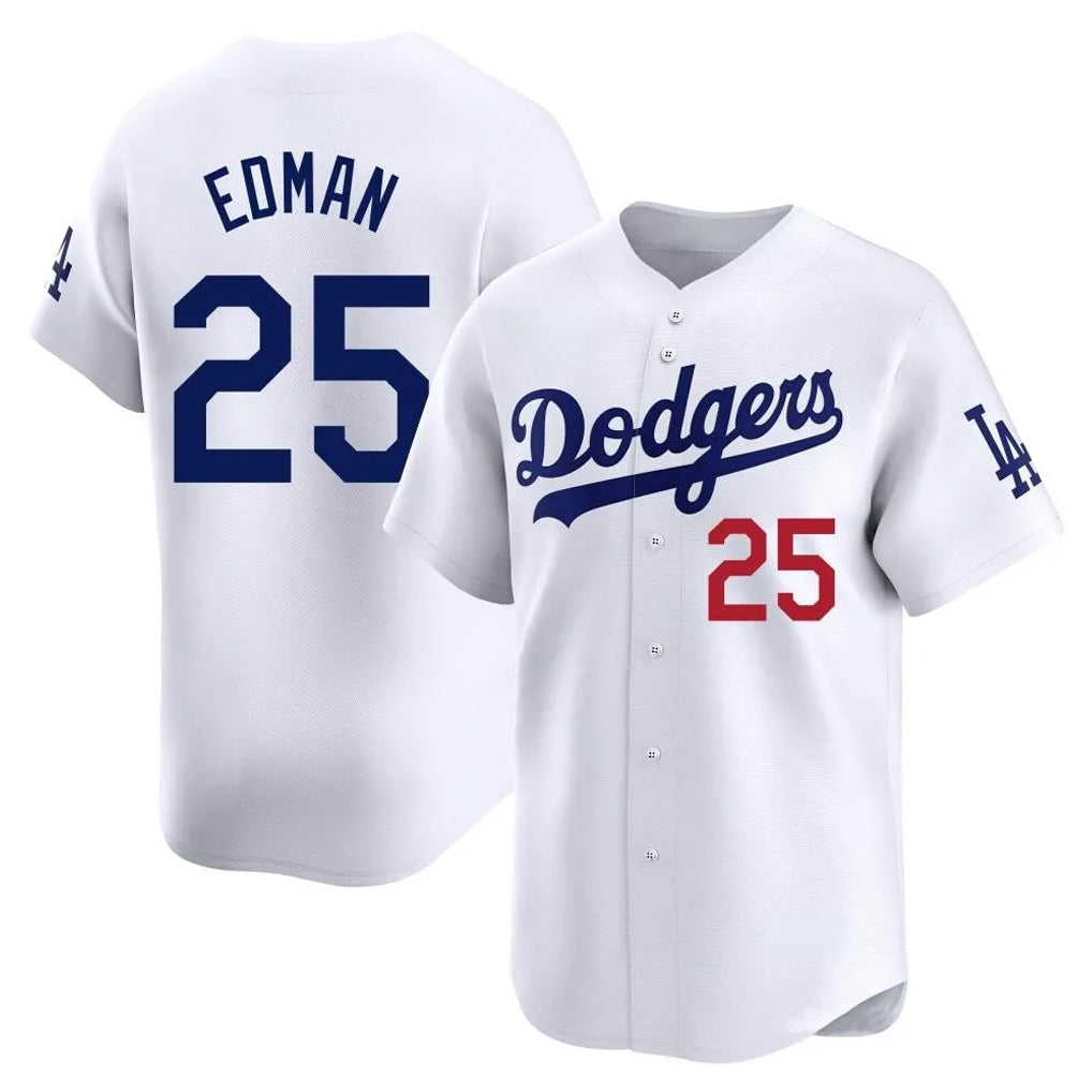 Rebec LA.Dodgers #25 Tommy Edman Player White Limited Home Stitched Jerseys