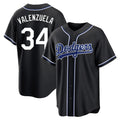 Rebec LA.Dodgers #34 Fernando Valenzuela Player Black Carbon Limited Home Stitched Jerseys