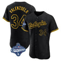 Rebec LA.Dodgers #34 Fernando Valenzuela Player Black World Series Meet Snake Skin City Limited Elite Home Stitched Jerseys