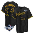 Rebec LA.Dodgers #34 Fernando Valenzuela Player Black World Series Snake Skin City Game Home Stitched Jerseys