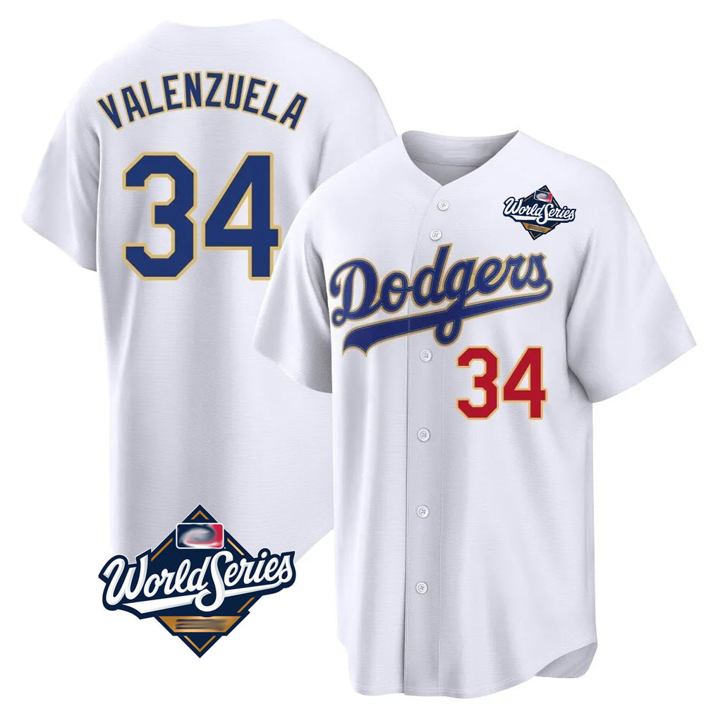 Rebec LA.Dodgers #34 Fernando Valenzuela Player Gold White World Series 2026 Collection Stadium Limited Stitched Jerseys