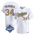 Rebec LA.Dodgers #34 Fernando Valenzuela Player Gold World Series Meet Collection Limited Home Stitched Jerseys