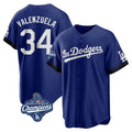 Rebec LA.Dodgers #34 Fernando Valenzuela Player Royal World Series Meet City Connect Home Game Stitched Jerseys