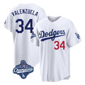 Rebec LA.Dodgers #34 Fernando Valenzuela Player White World Series Meet Home Game Stitched Jerseys