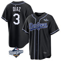 Rebec LA.Dodgers #3 Edwin D¨ªaz Player Black World Series Carbon Limited Home Stitched Jerseys