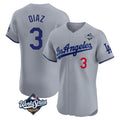 Rebec LA.Dodgers #3 Edwin D¨ªaz Player Gray World Series Limited Elite Home Stitched Jerseys