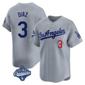 Rebec LA.Dodgers #3 Edwin D¨ªaz Player Gray World Series Meet Limited Home Stitched Jerseys