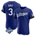 Rebec LA.Dodgers #3 Edwin D¨ªaz Player Royal World Series Meet City Connect Elite Home Stitched Jerseys