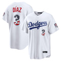 Rebec LA.Dodgers #3 Edwin Díaz Player White USA 250 Fourth of July Limited Home Game Stitched Jerseys